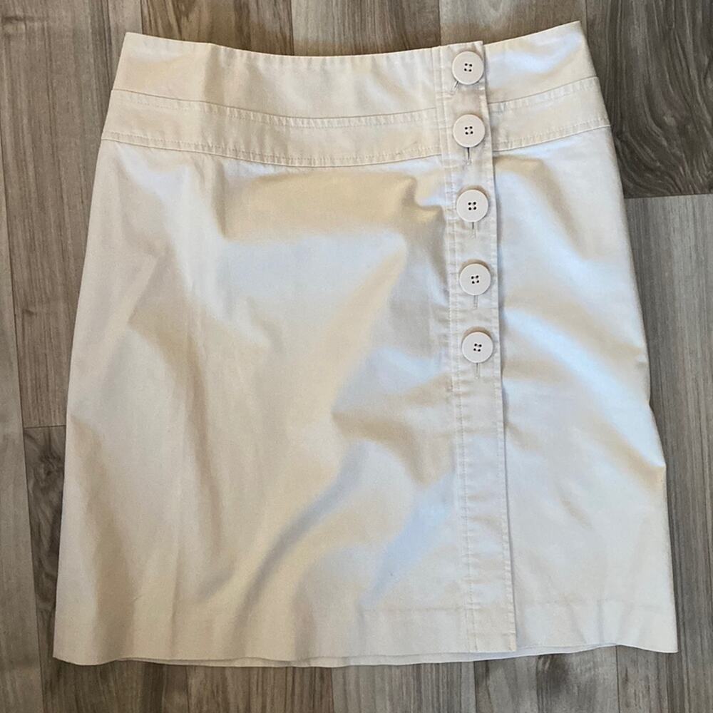 Talbots‎ 6 Light Khaki Button Front Stretch Cotton Skirt CLEAN!